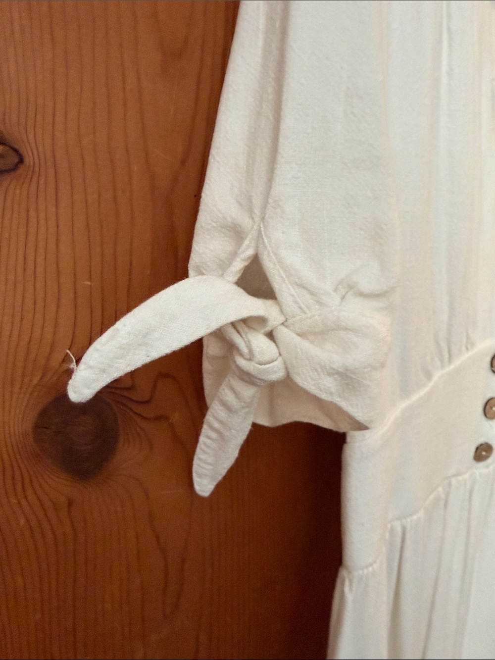 Altar'd State Cream Button-Front V-Neck Midi Dress - Picture 2 of 5